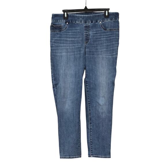 Chico's Sz 12 Reg Stretch Denim Jegging Ankle Blue Jeans - Picture 1 of 12